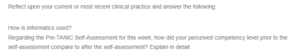Pre-TANIC Self-Assessment and Reflection Post