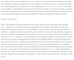 Reasonable Accommodation under the ADA