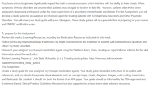 Study Guide for Medication Treatment Schizophrenia Spectrum and Other Psychosis Disorders