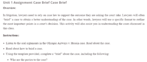 Unit 1 Assignment Case Brief Case Brief