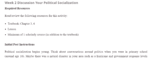Week 2 Discussion Your Political Socialization