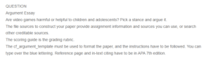 Argument Essay-video games
