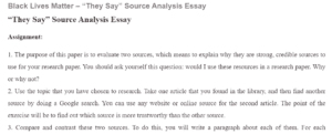 Black Lives Matter - They Say Source Analysis Essay