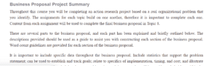 Business Proposal Project Summary