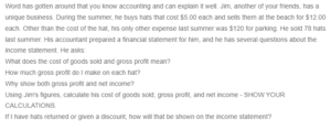 Calculating Gross profit, Net Income and Cost of Goods Sold