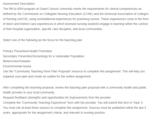 Community Teaching Work Plan Proposal