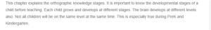 Development Word Knowledge-Orthographic Knowledge Stages