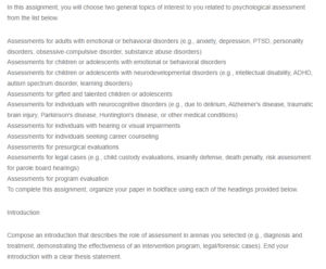 Discipline-Based Literature Review - Psychological Tests