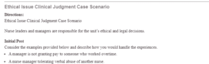 Ethical Issue Clinical Judgment Case Scenario