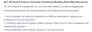 HLT 305 Grand Canyon University Consensus Building Road Map Discussion
