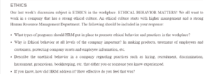 HRM and Ethical Behavior