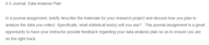 Journal- Data Analysis Plan