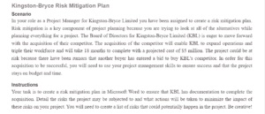 Kingston-Bryce Risk Mitigation Plan