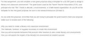 Literacy-Rich Environment Mini Grant Proposal