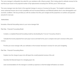 NUR 4327 - Deliverable 3 - Financial Forecasting Memo