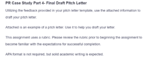 PR Case Study Part 4- Final Draft Pitch Letter