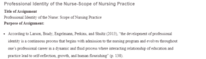 Professional Identity of the Nurse-Scope of Nursing Practice