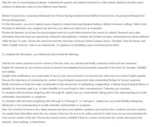 Psychological Tests for Evaluating the Parents and Children Involved in a Custody Dispute
