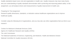 Quality Standards in a Healthcare Organization
