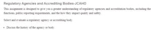 Regulatory Agencies and Accrediting Bodies-JCAHO