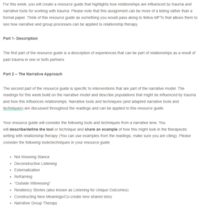 Resource Guide for Influence of Trauma on Relationships