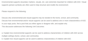 The Importance of Environmental and Visual Supports for Children with ASD