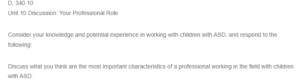 Your Professional Role-Working with Children with ASD