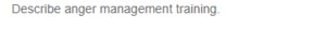 Anger Management Training