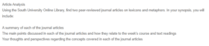 Article Analysis - Lexicons and Metaphors
