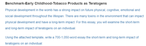 Benchmark-Early Childhood-Tobacco Products as Teratogens
