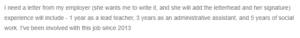 Employer Recommendation Letter