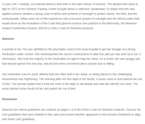 Ethics Code for Behavior Analysts Discussion