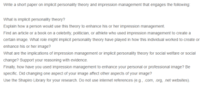 Implicit Personality Theory and Impression Management