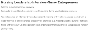 Nursing Leadership Interview-Nurse Entrepreneur