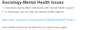 Sociology-Mental Health Issues