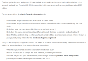 Synthesis Paper - Introductory Level Research