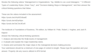 Critical Thinking Questions - Leadership and Management