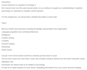 Current Research in Cognitive Psychology