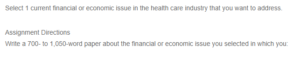 Financial Issues in Health Care