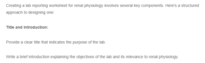 Renal Physiology Lab Reporting Worksheet
