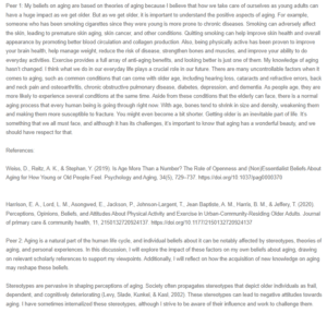 Aging, Personal Beliefs Based on Stereotypes, Theories of Aging