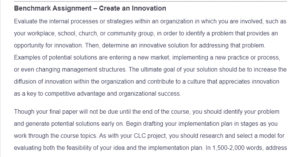 Benchmark Assignment - Create an Innovation