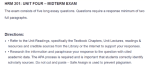 HRM 201: UNIT FOUR - MIDTERM EXAM