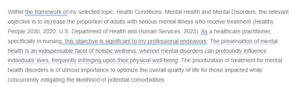 Health Conditions Response- Mental Health and Mental Disorders