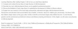 Learning Objectives - Child Development Theory