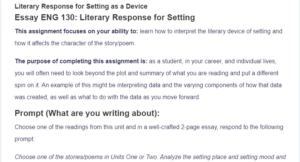 Literary Response for Setting as a Device