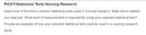 PICOT-Statistical Tests Nursing Research