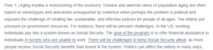 Responding to One Peer about How Politics affect the Elderly through Policies and Programs