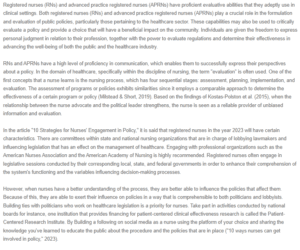 Response - The Role of Professional Nurses in Policy Evaluation