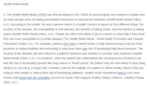 Response to the Health Belief Model and its Applicability in Healthcare Settings